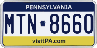 PA license plate MTN8660