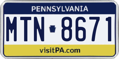 PA license plate MTN8671