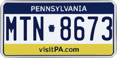 PA license plate MTN8673