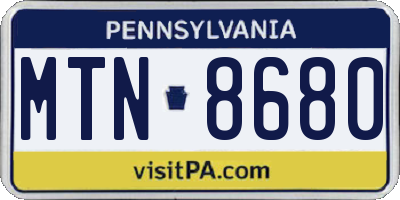 PA license plate MTN8680