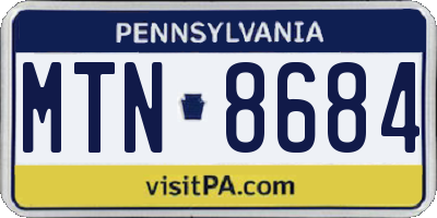 PA license plate MTN8684
