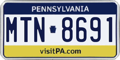 PA license plate MTN8691