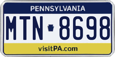 PA license plate MTN8698