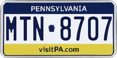 PA license plate MTN8707