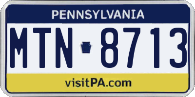 PA license plate MTN8713