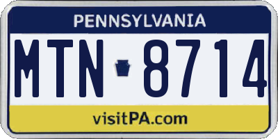 PA license plate MTN8714