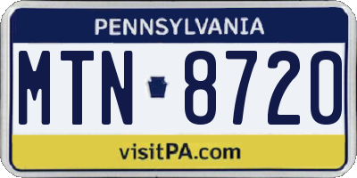 PA license plate MTN8720