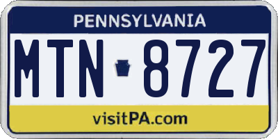 PA license plate MTN8727