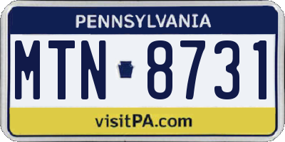 PA license plate MTN8731