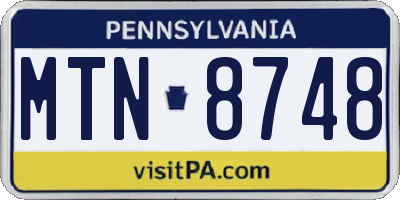 PA license plate MTN8748