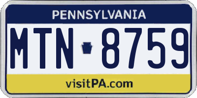 PA license plate MTN8759