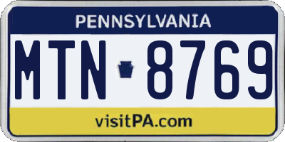 PA license plate MTN8769