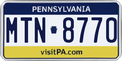 PA license plate MTN8770