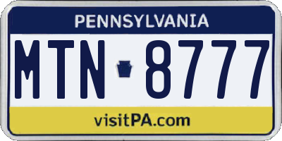 PA license plate MTN8777