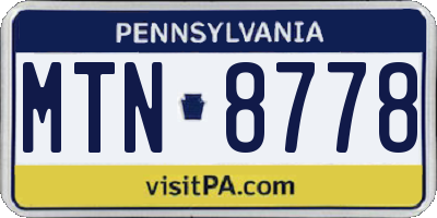 PA license plate MTN8778