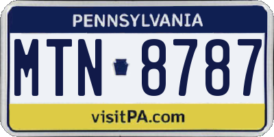 PA license plate MTN8787