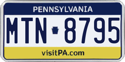 PA license plate MTN8795