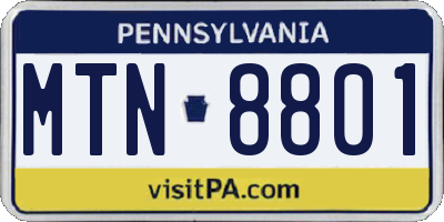 PA license plate MTN8801