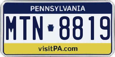 PA license plate MTN8819