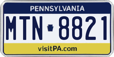 PA license plate MTN8821