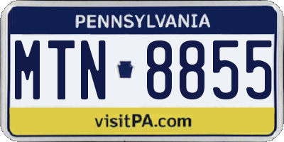 PA license plate MTN8855