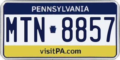 PA license plate MTN8857
