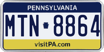PA license plate MTN8864