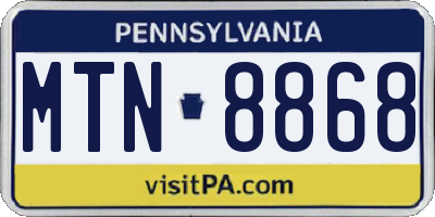 PA license plate MTN8868