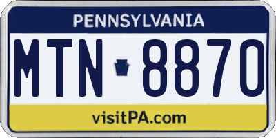 PA license plate MTN8870