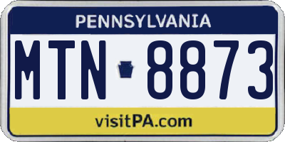 PA license plate MTN8873