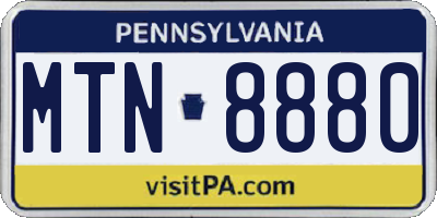 PA license plate MTN8880