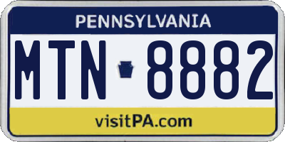 PA license plate MTN8882