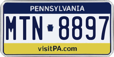 PA license plate MTN8897
