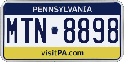 PA license plate MTN8898