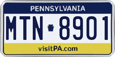 PA license plate MTN8901