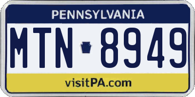 PA license plate MTN8949