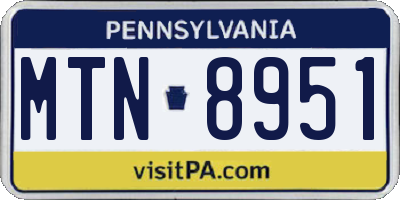 PA license plate MTN8951