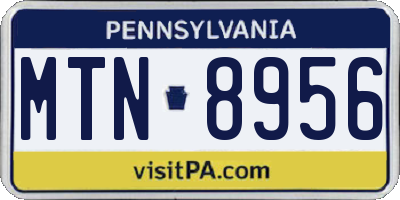 PA license plate MTN8956
