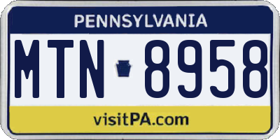 PA license plate MTN8958