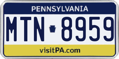 PA license plate MTN8959