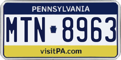 PA license plate MTN8963