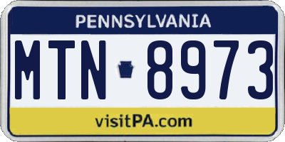 PA license plate MTN8973