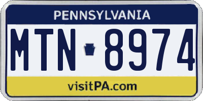 PA license plate MTN8974