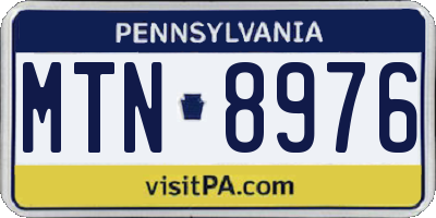 PA license plate MTN8976