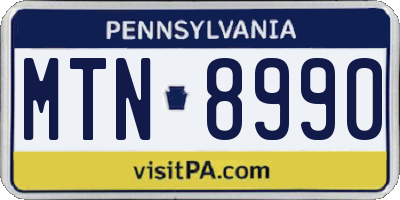 PA license plate MTN8990