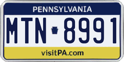 PA license plate MTN8991