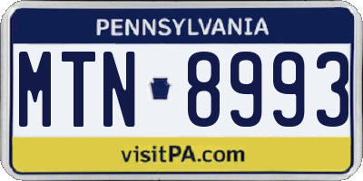 PA license plate MTN8993