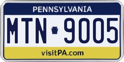 PA license plate MTN9005