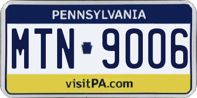 PA license plate MTN9006