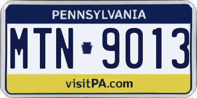 PA license plate MTN9013